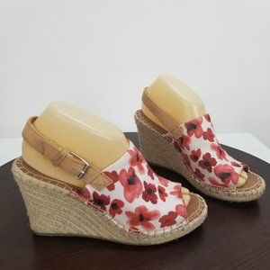Toms 7.5 Wedge Espadrille Platform Heel Floral